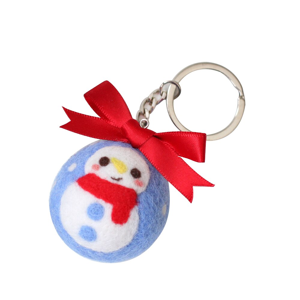 Hecho a mano Diy lana Kit de fieltro llavero Papá Noel serie Kit de fieltro decoración de Navidad Hangings muñeco de nieve alce fieltro bola artesanía: 04