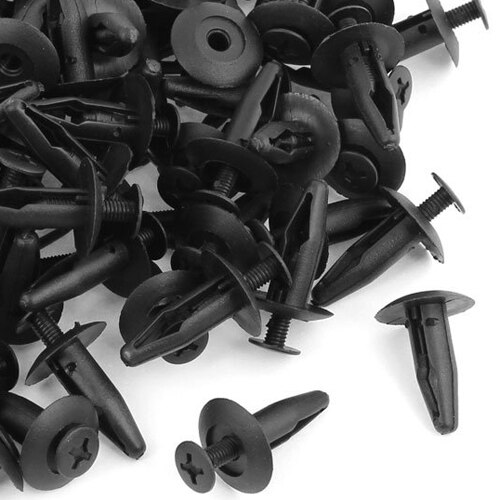 4mm hullers plastnitter befæstigelse dør push clips sort 100 stk til bil