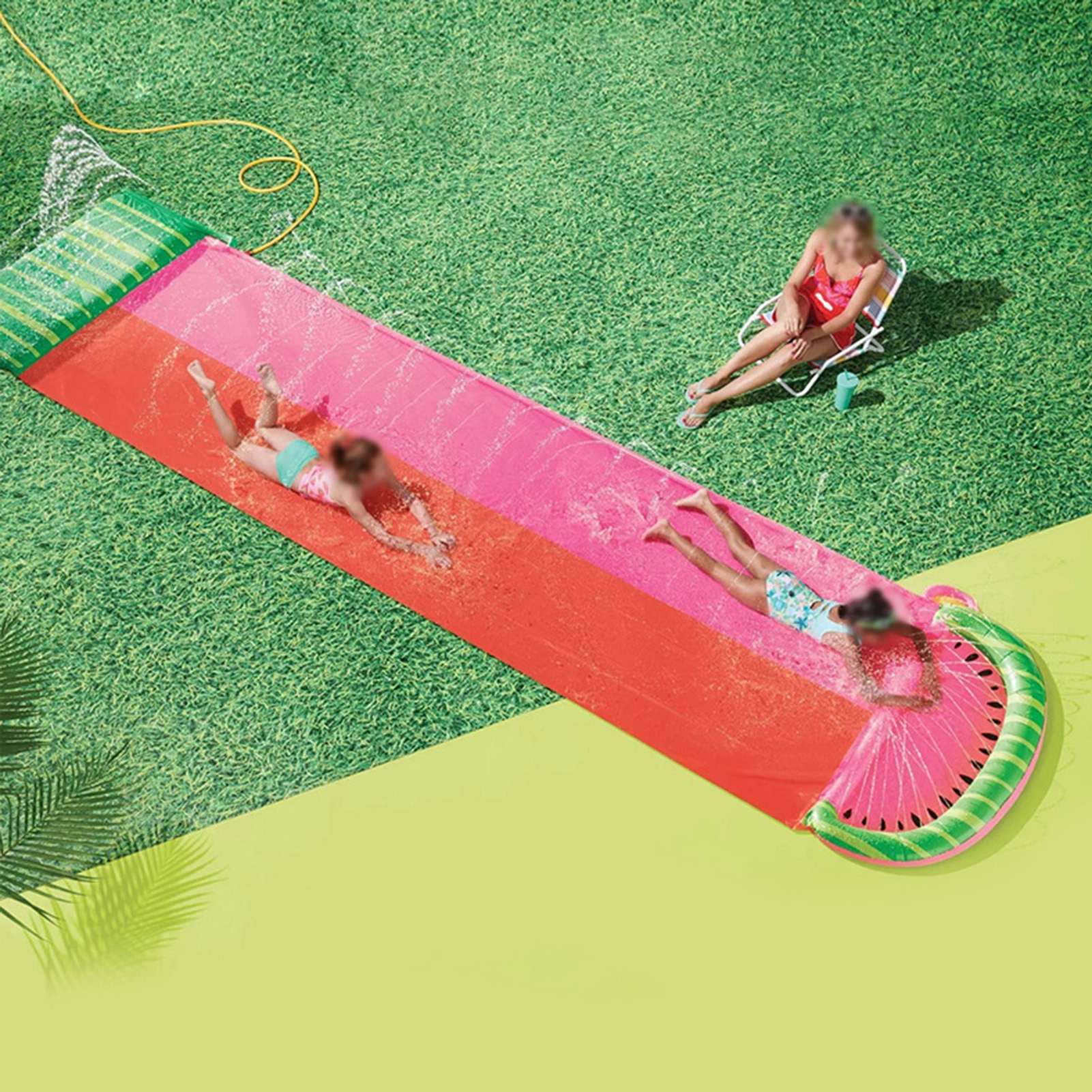 Opblaasbare Gazon Water Slide Zwembaden Zomer Outdoor Fun Roze Dubbele Sprinkler Giant Surf Glijbaan Water Games Center Speelgoed