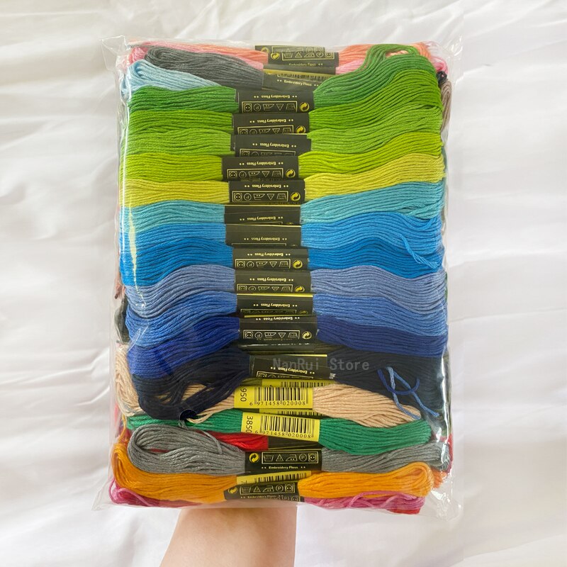 100 Stuks Vaste Kleur Fysieke Werkelijkheid Schieten Met Kleur Nummer Borduurwerk Diy Lijn Tak Draden Dmc Floss Streng Kruissteek