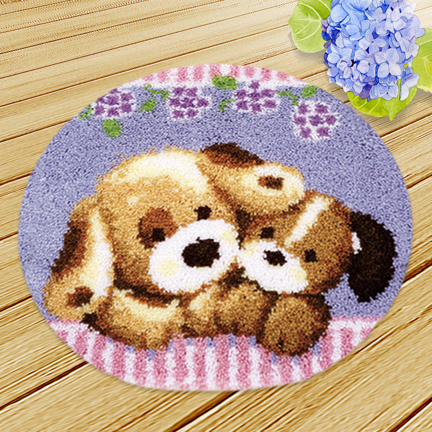 Knooppakket Klink Haak Kleed Bloemen Kits Diy Handwerken Mat Borduurwerk 3D Kat Hond Klink Haak Kussen Bloem Kit Almofadas Smyrna