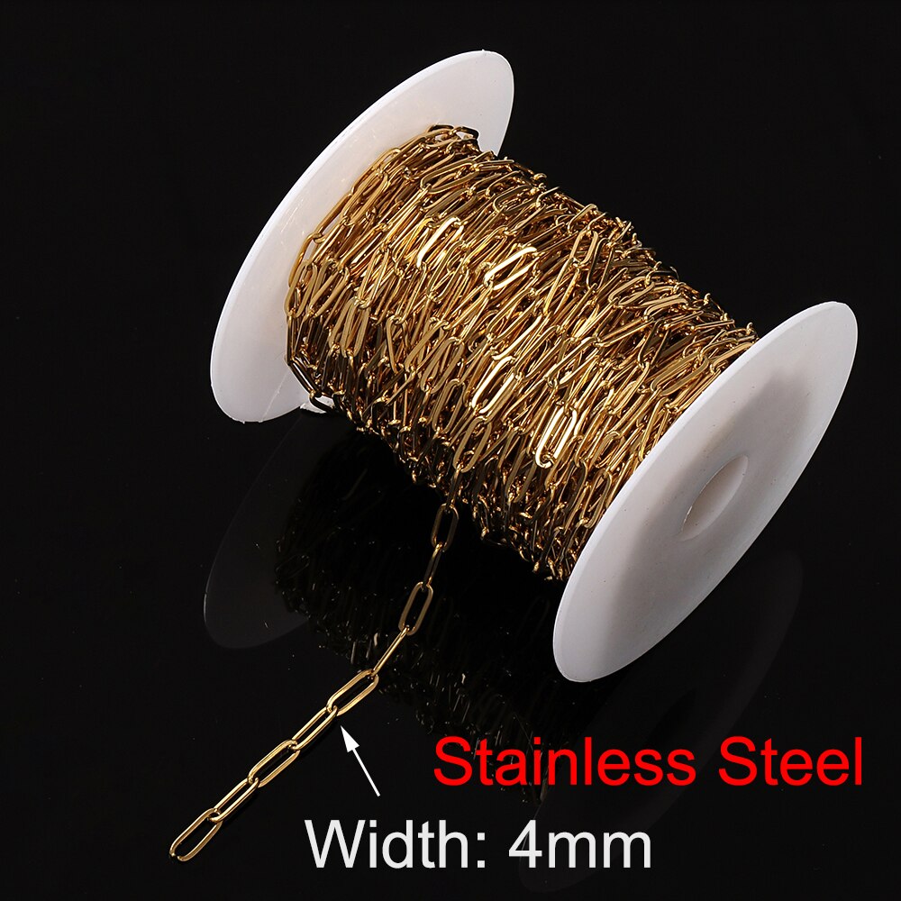 No Faded 1meter Chains Star Link Copper Chains DIY Jewelry Findings for Women Necklace Bracelet Making Supplies: 09 - Steel 4mm