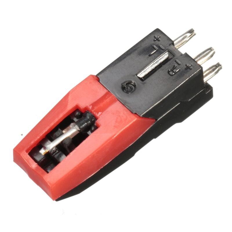 2 Pcs Turntable Diamond Stylus for Phonograph Turntable Vinil Lp Gramophone Record Needles Accessories Stylus & Red & Black and