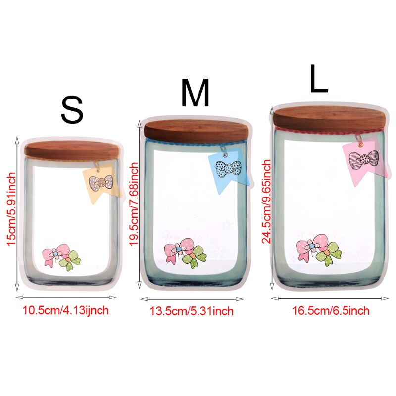 Reusable Mason Jar PE Plastic Smell-proof Storage Bag Stand Up Zipper Bags Food Storage Bag Kitchen Home Organization
