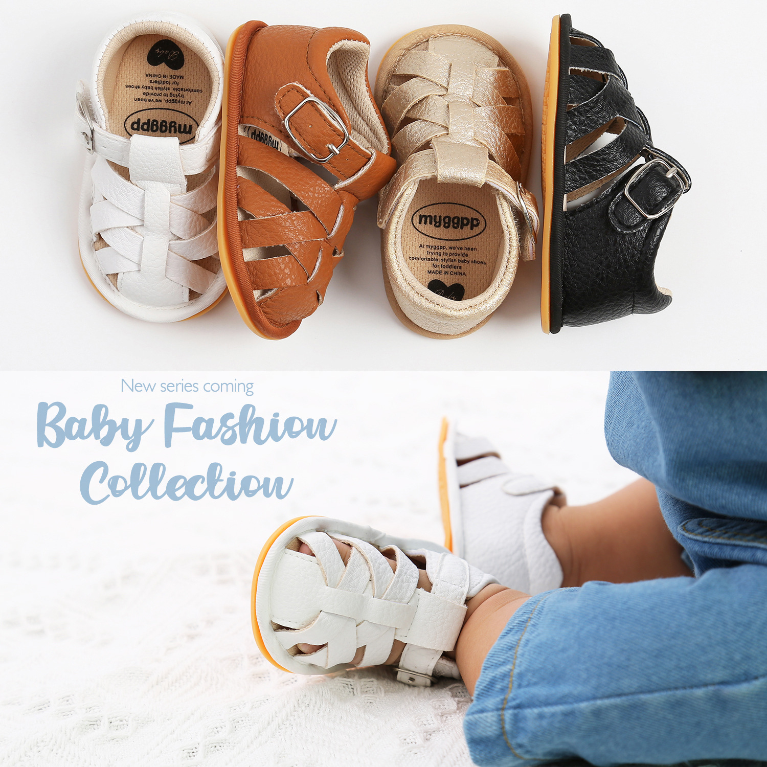 Sandalias de verano para niños y niñas, zapatos de estilo romano de piel sintética suave, antideslizantes, para primeros pasos,