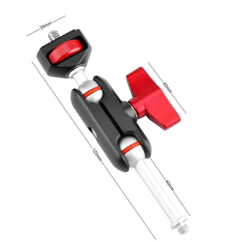 Vlogging articulando o braço mágico com o adaptador universal da montagem do monitor de vídeo da câmera do parafuso duplo ballher1/4 screw para a luz conduzida da gaiola