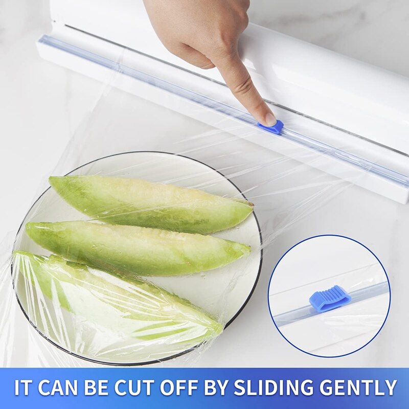 Household Reusable Food Plastic Wrap Dispenser with Cutter, Tin/Aluminum Foil Dispenser with Cutter,1 Wrap Included