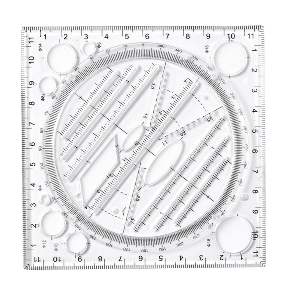 Geometry Circle Drafting Measuring Scale Ruler for Horizontal/Vertical Line Arc Curve Drawing Office School Supplies: black