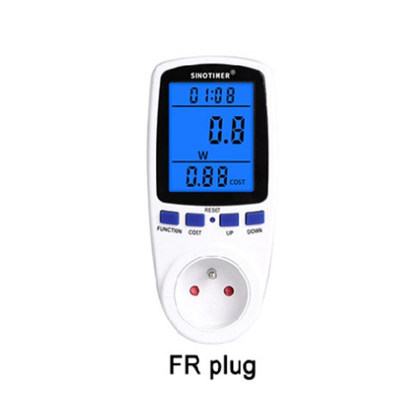 EU US UK FR BR AU Power Meter Plug LCD Display 7 Display Mode Wattmeter Energy Consumption Monitor: FR