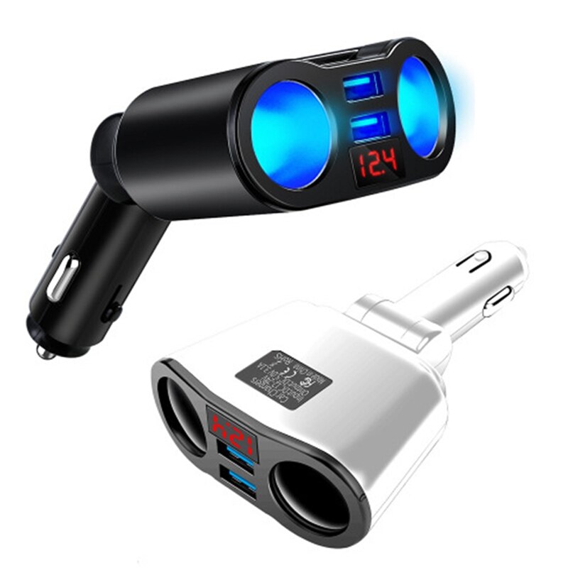 Dc /12v snellader autolader sigarettenaansteker conversieplug voor auto dubbele usb lcd-stopcontact splitter lader stroomadapter