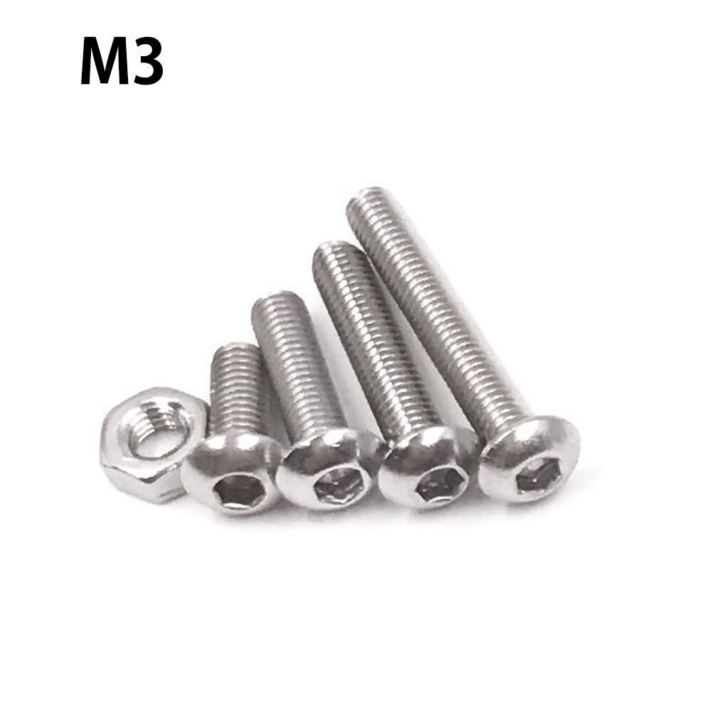 Cnim Schroef En Moer Kit,Machine Schroef En Moer Kit, 500 Pcs M3 M4 M5 Rvs Button Head Hex Socket Head Cap Bouten S