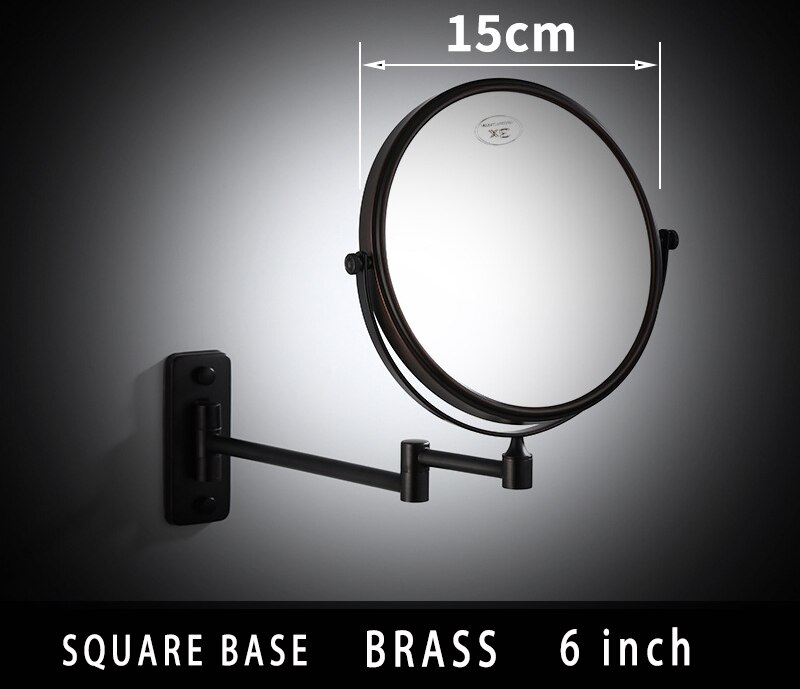 Dressing Mirror Wall Mounted 8 inch Brass Magnifying Mirror Folding Black Oil/Gold Makeup Mirror Cosmetic Mirror Lady: S 6inch BLACK