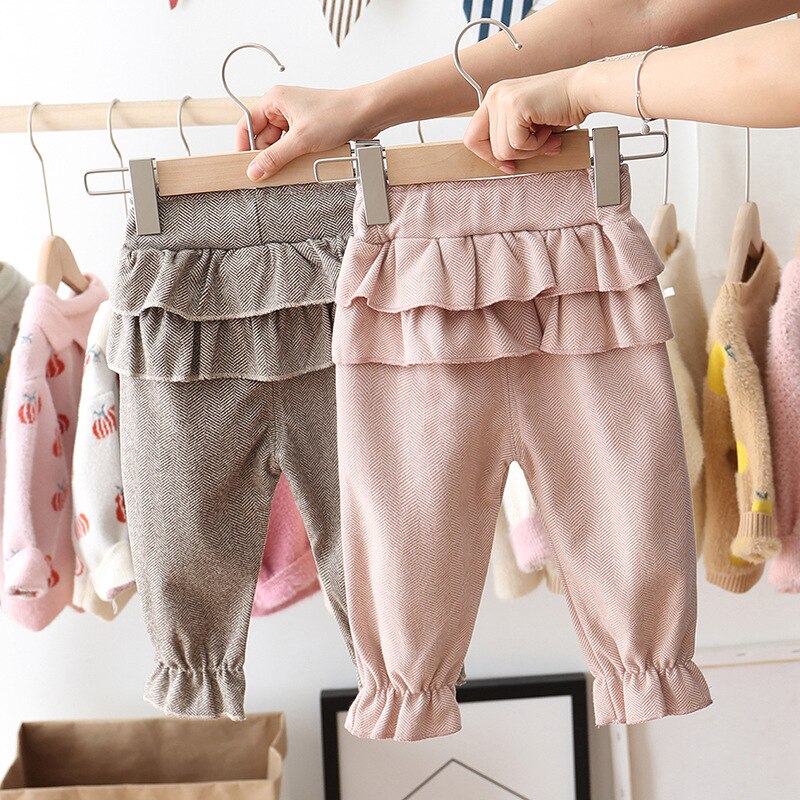 Lente herfst babymeisjes broek casual ruches kersen broek babymeisjeskleding lange prinsessenbroek kinderen