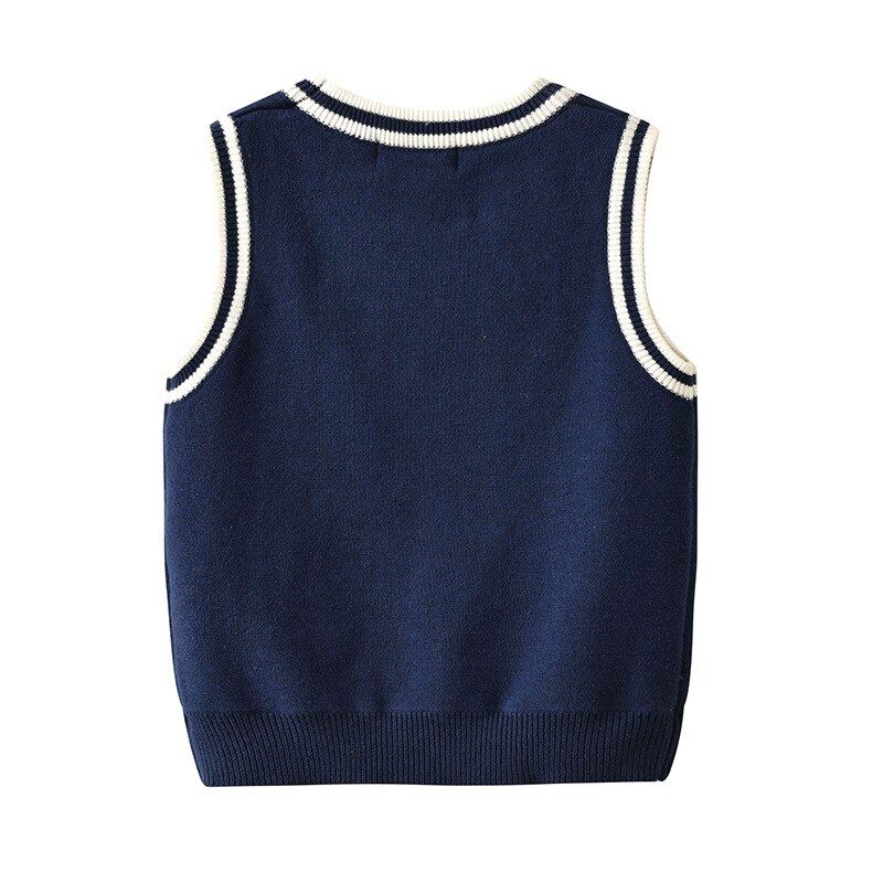 Spring and Autumn Children's Digital Pattern Vest Double-layer Cotton Knitted Waistcoat Baby Boy Sweater Top Clothes