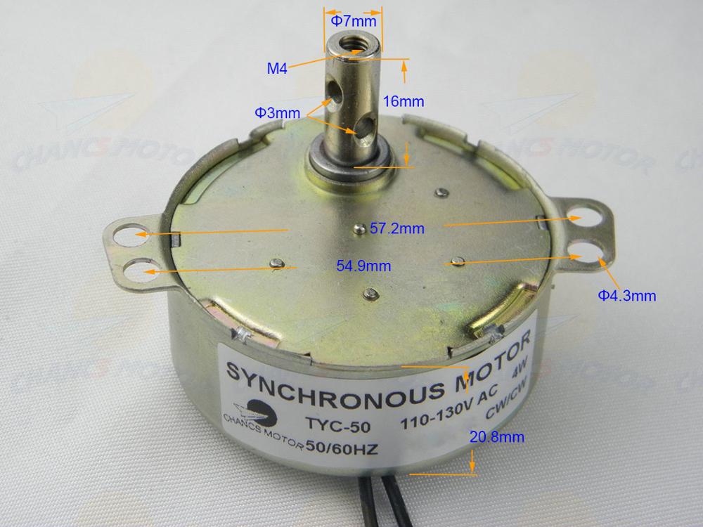 Synkron elektrisk drejeskive motor 110v/220v synes -50 2.5-3 omdr./min kopdrejer med 7mm koblinger og netledningskontakt 1.8m 5 stk