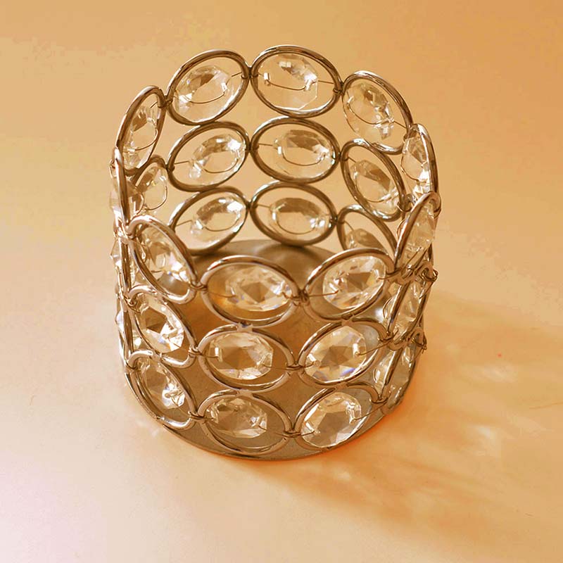 Gouden zilveren kristallen theelichthouders, kandelaars, standaard voor bruiloftstafels, valentijnsdag, huisdecoratie: Goud 7 x 7cm