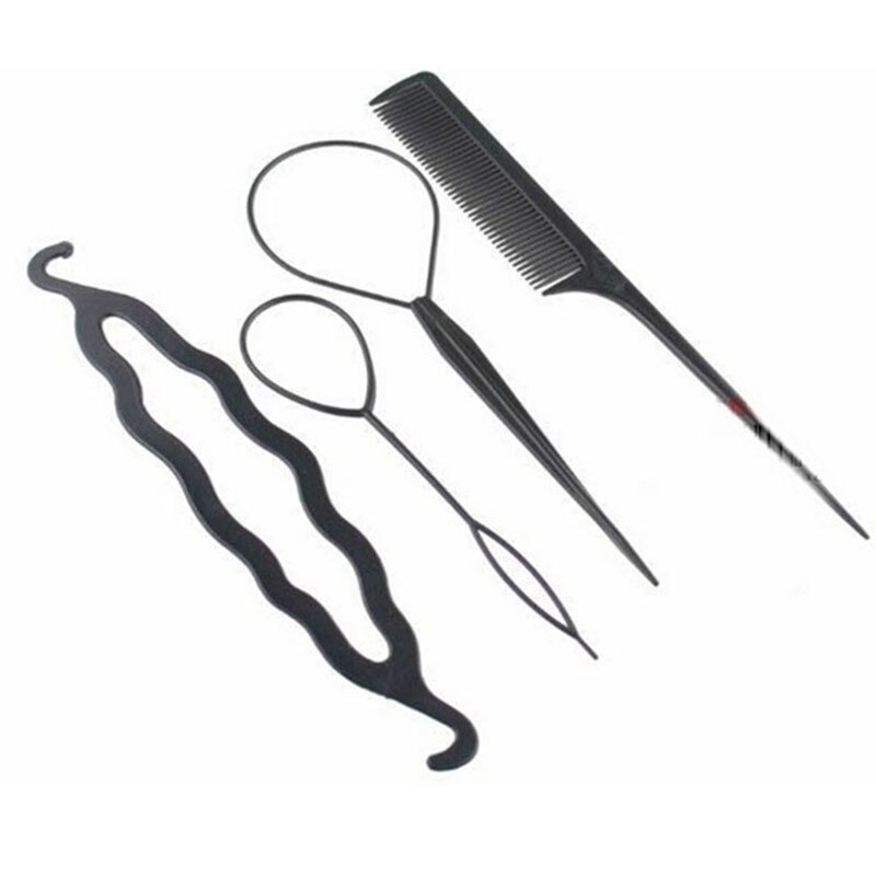 Juego de 4 unidades de Accesorios para peinados mágicas, rodillo para moño, rizador giratorio para trenzado de cabello, herramienta de estilismo
