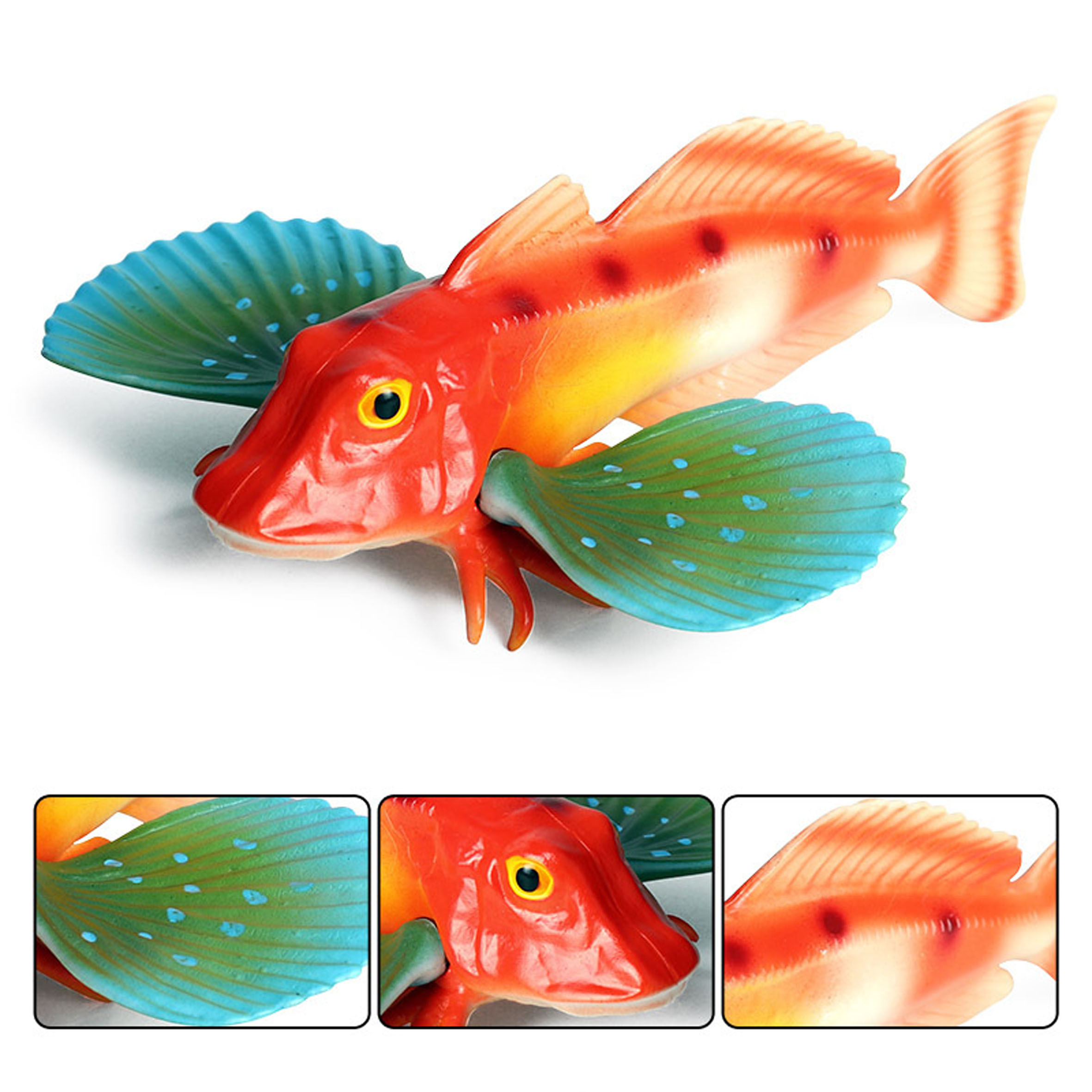 Figura de pescado bluefin gurnard de plástico, juguetes educativos de peces marinos, figura realista de animal marino, juguete de fauna , para niños