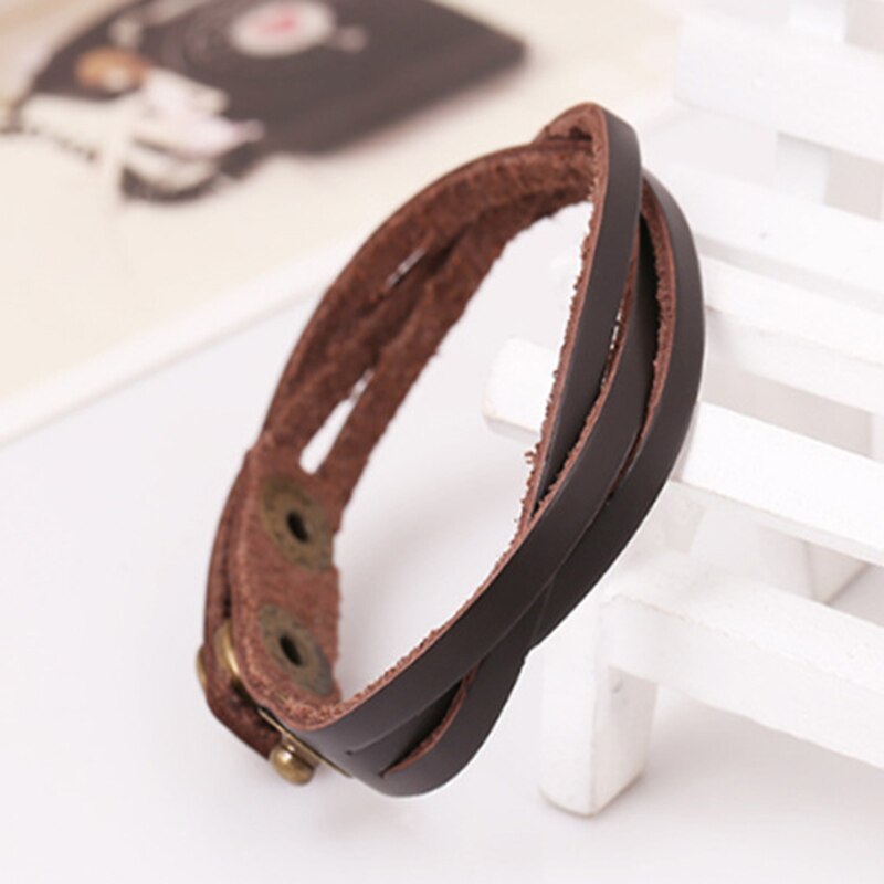 Vintage Snap Bracelet Men/Women Adjustable Leather Wrap Bracelets & Bangles Pulseira Masculina Jewelry