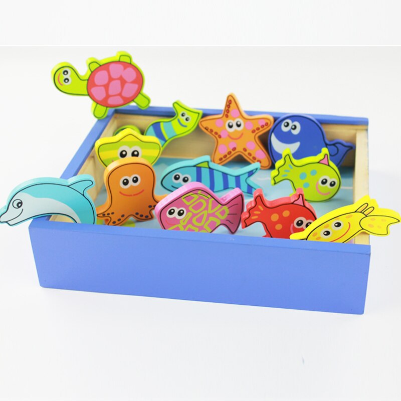 Wooden Fishing Game Baby Wood Toys Fishes Set