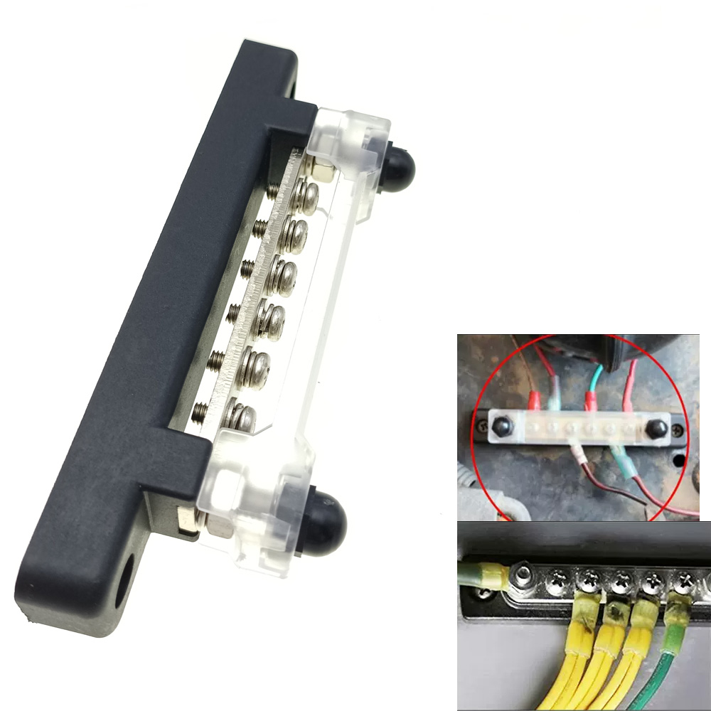 48V DC 150A 6Way Power Distribution Block Bus Bar Car Terminal Block Negative Bus Bar for Caravan Truck Boat Circuit Integration
