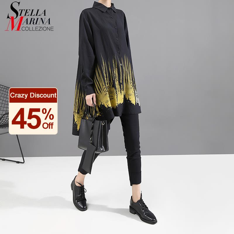 Camisa Coreana de manga larga para mujer, camisa negra, blusa, camisa con estampado Tie-dyed, estiloso, para señora informal femenino, chemise femme