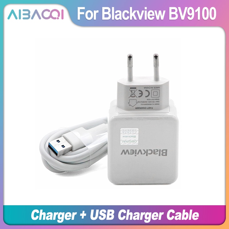 Originele Usb Adapter Charger Eu Plug Travel Schakelende Voeding + Usb Kabel Data Lijn Voor Blackview BV9100 Telefoon