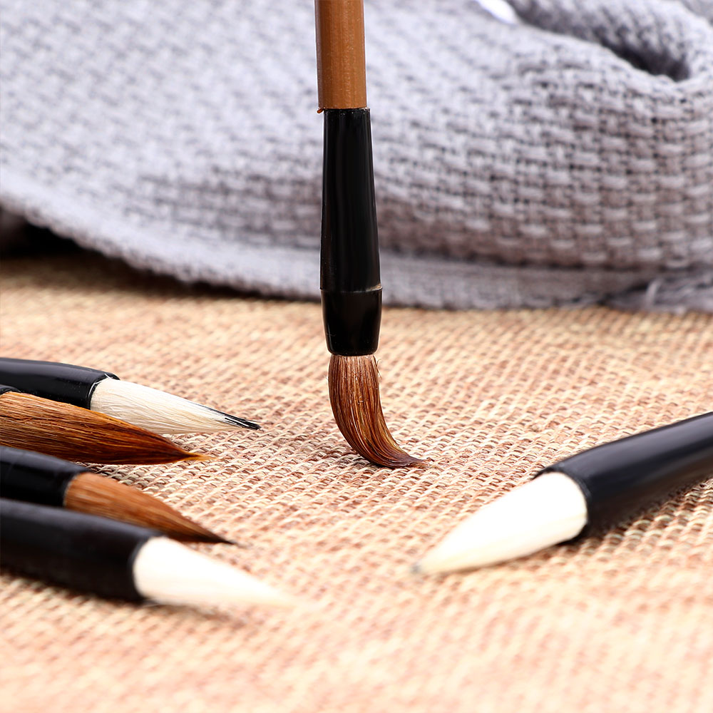 6 uds. Pincel de escritura de pelo de lobo de bambú con nubes blancas chinas tradicionales para pintar caligrafía pinceles para practicar la escritura