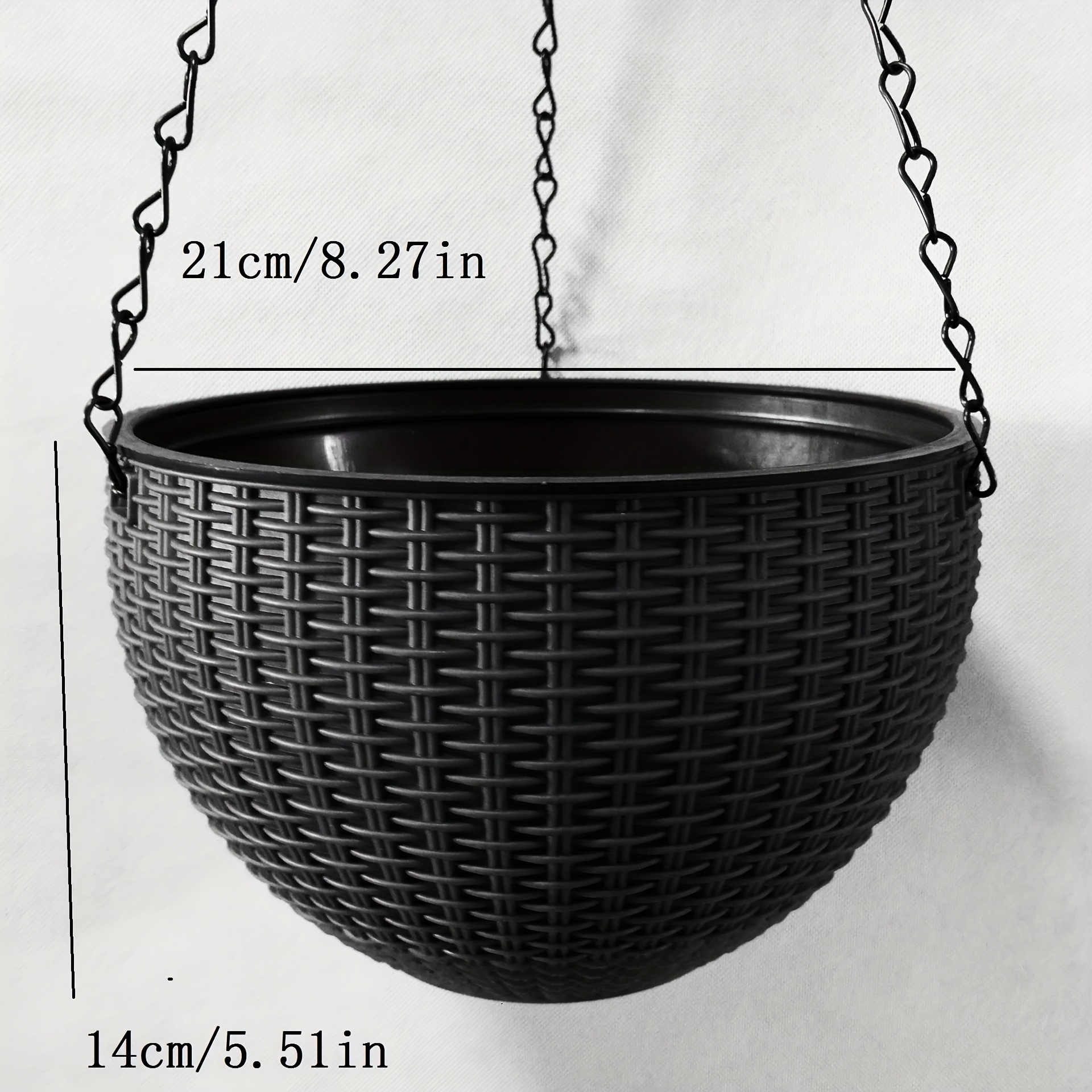 De 1 maceta de plástico tejida de ratán colgante, cesta de macetero colgante de estilo europeo, maceta grande de resina colgante para orquídeas de interior
