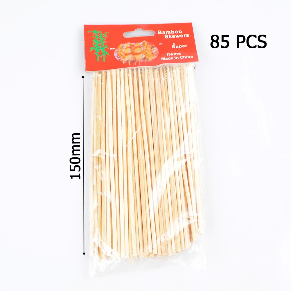 48Pcs Stevige Bamboe Spiesjes Houten Barbecue Kebab Fruit Fontein Sticks Party Buffet Eten Wegwerp Barbecue Spiesjes