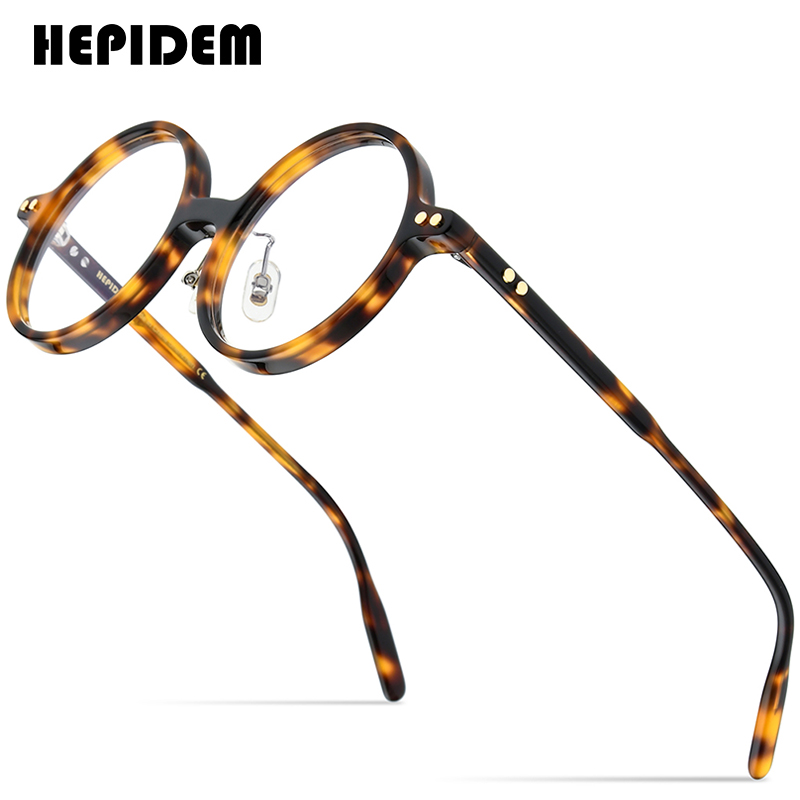 Hepidem acetat optisk brillestel herre retro vintage oversized rund nærsynethed receptpligtige briller briller briller 9158: Multi