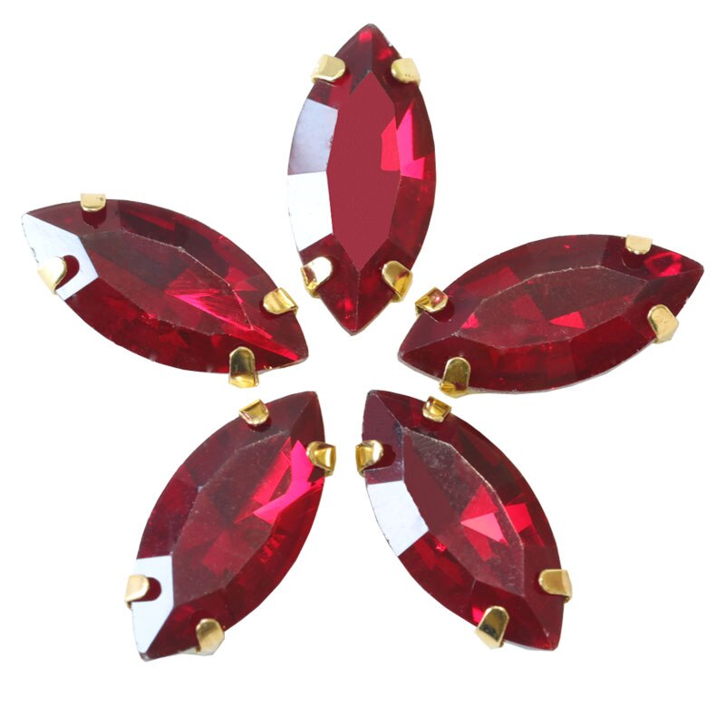 Paardenoog, veelkleurige kristal, naai-op strass-steentjes, navette, vele maten, naai-strass-steentjes met gouden klauw voor trouwjurk  e7073