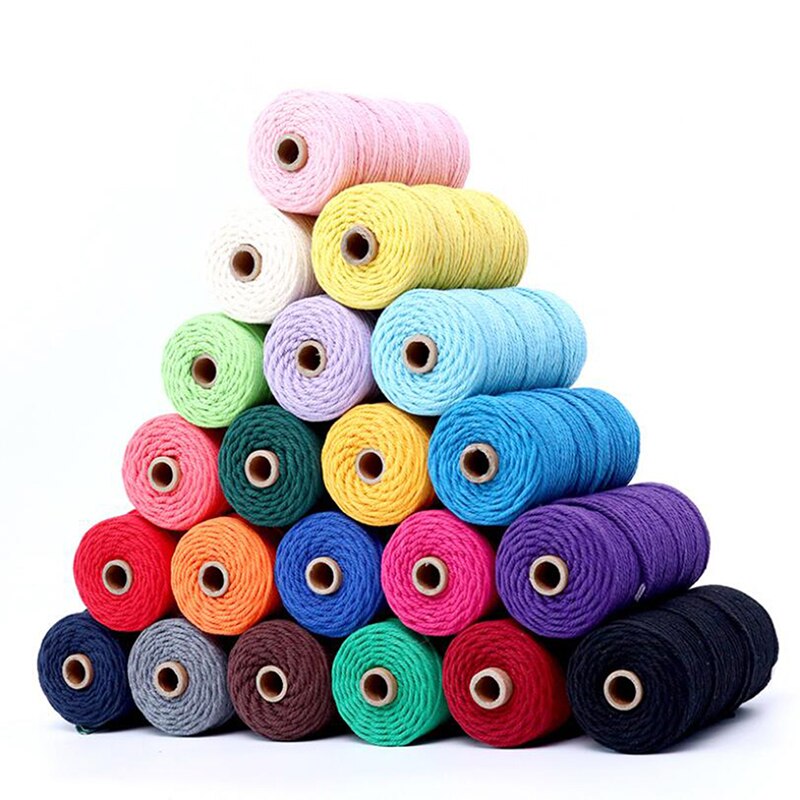 3mm 100m Twisted Natural Cotton Cord Rope String DIY Macrame Artisan Hand Craft