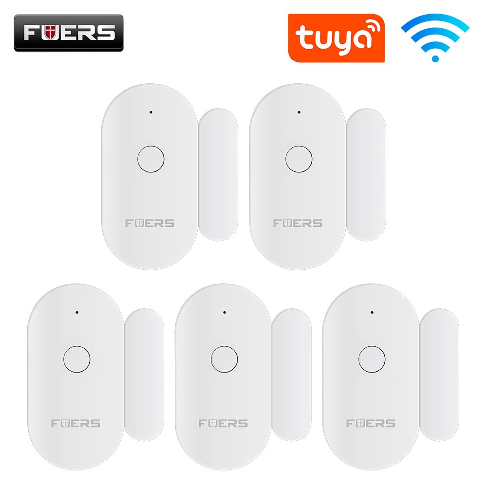 Fuers Tuya Smart Home WiFi Sensor de puerta Detectores de puerta abierta Sistema de alarma de protección de seguridad Alerta de seguridad para el hogar Alarma de seguridad: 5 door sensors
