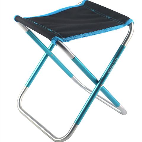 Udendørs campingstole foldning lysvægt bærbar stol aluminium fiskeri mini stole vandre rejse værktøjer: Blå