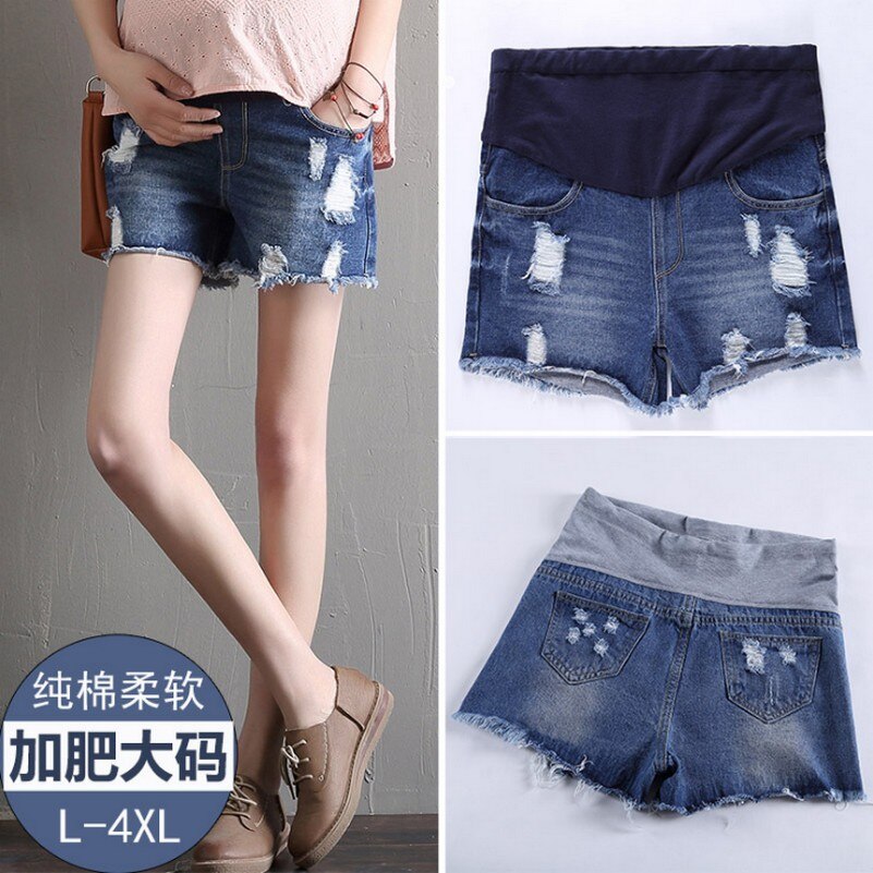 Plus Size Maternity shorts for Pregnant Women denim shorts Loose pants Pregnancy Clothes Spring Summer Jeans L-7XL 100kg