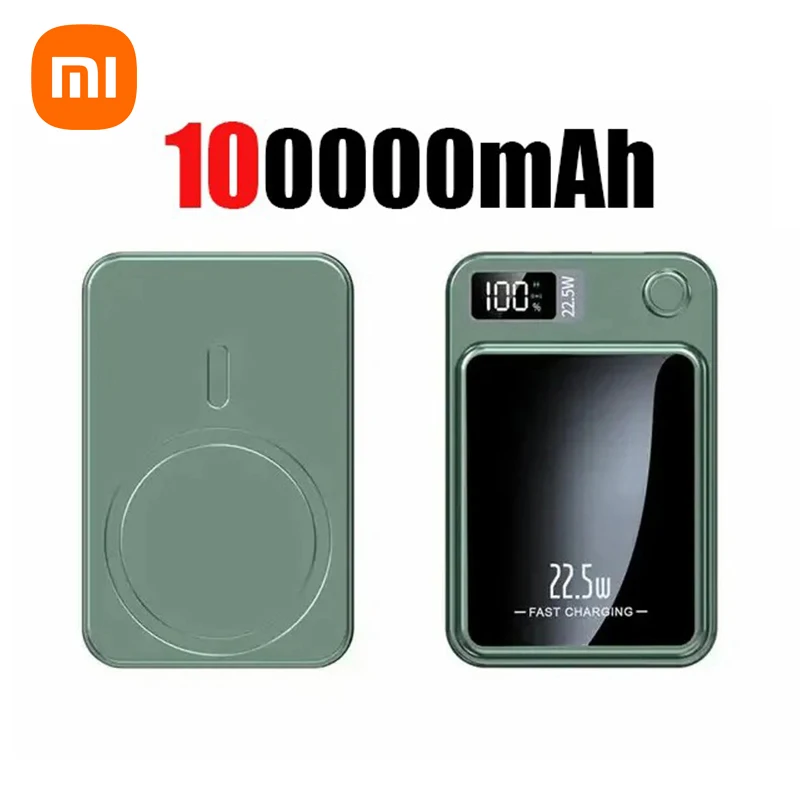 Xiaomi 200000 mah draadloze magnetische powerbank, supersnel opladende draagbare externe batterij, powerbank-adapter voor iphone en huawei: Paars