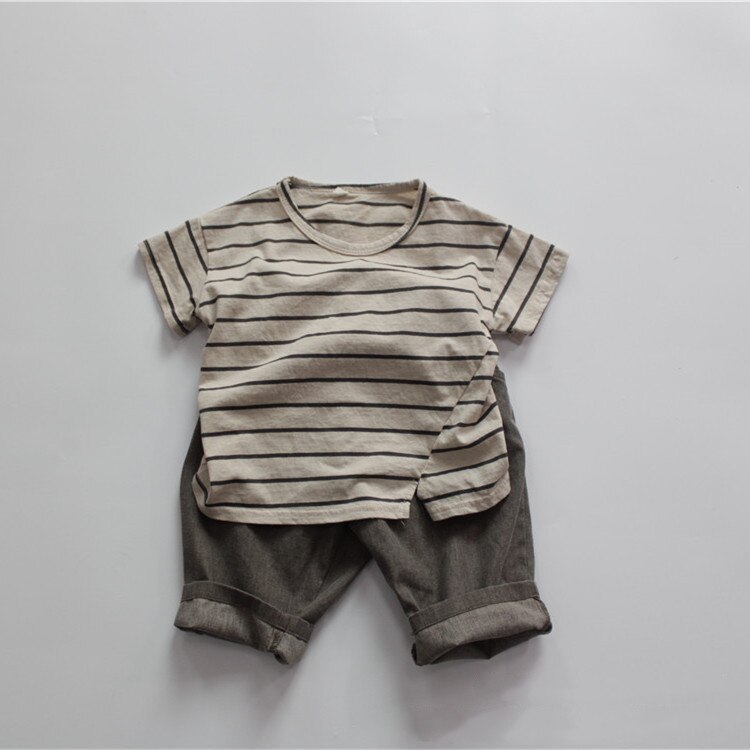sommer Neue retro Gestreiften Baby Jungen T-Hemden kurze Hose Ärmel Spitzen lässig freundlicher Abschläge