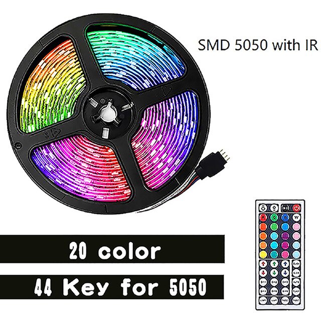 BESTOPE Bluetooth LED Strip Lights 20M RGB 5050 SMD Flexible Ribbon Waterproof RGB LED Light 5M 10M Tape Diode DC 12V Control: 44-key-5050-IR / 10MEU Not waterproof