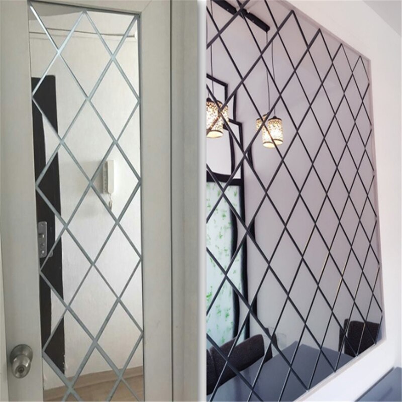 1PC Gold Silver Decoration Sticker Diamond Free Combination Acrylic Mirror Living Room Bedroom TV Sofa Background Wall Sticker