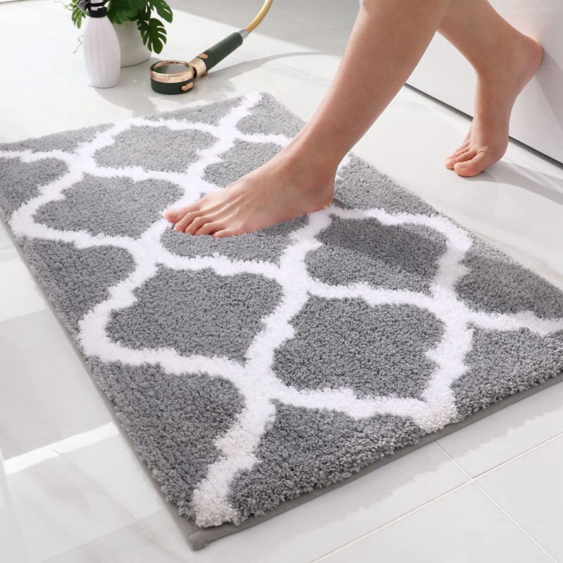 Olanly-alfombrilla de baño suave, alfombra de baño de microfibra súper absorbente, cinta antideslizante, alfombra de agua, suelo de ducha, alfombrillas de baño de lujo: Azul / 400 mm x 1.200 mm