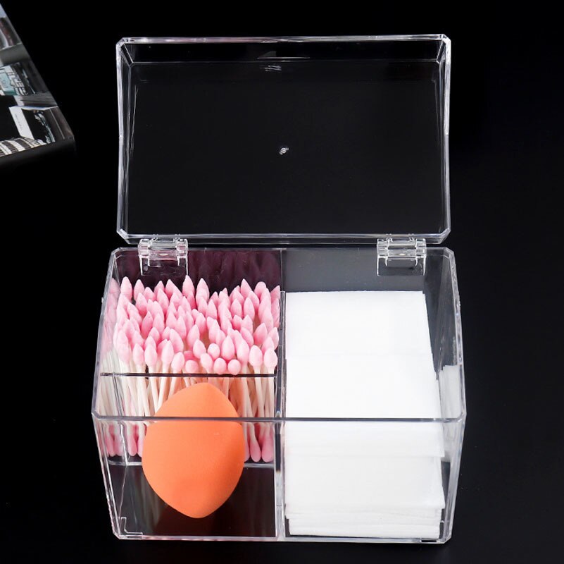 Acrylic Waterproof Storage Box Cotton Swab Pads Dustproof Storage Container Transparent Cosmetic Classification Organizer Case