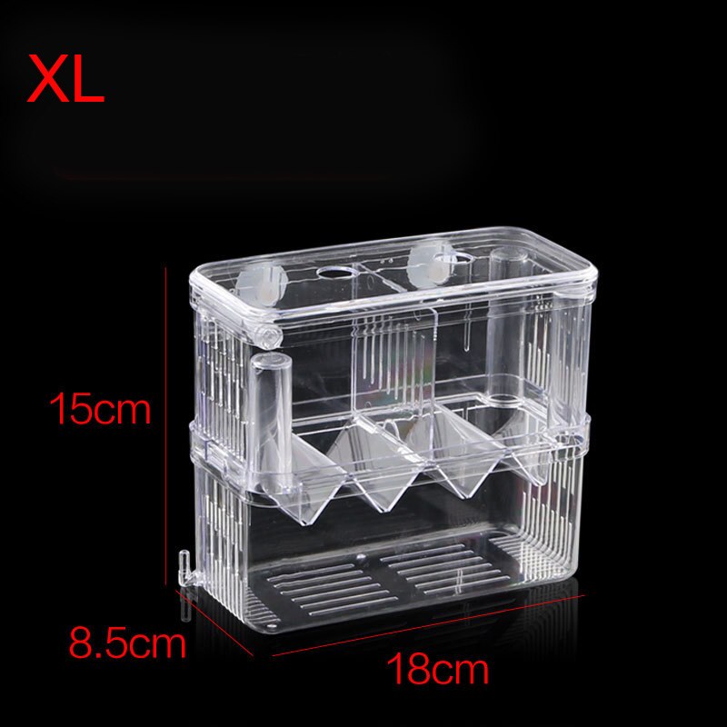 Double-Deck Clear Fish Breeding Isolation Box Floating Guppy Fish Incubator Protective Baby Fish Aquarium Breeder Acrylic: XL