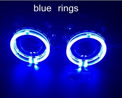 3.0 2.5 inch Hid Bixenon Projector Lens Led Angel Eyes Shrouds Kit Bluetooth APP Control RGB LED Angel Eyes Color-changing Mask: 2.5 blue rings