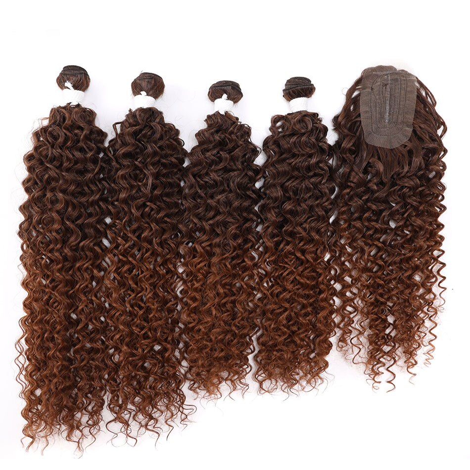 Hair Bundles With Closure Sythetic Water Wave Hair Extensions 5Pcs/Pack 24'' 26'' with 20'' Topper: MT4-30