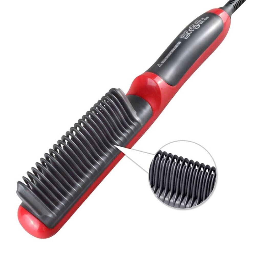 Multifunktionel skæg glattejern styler børste mænd varme hår keramisk krøllejern elektrisk glattejern kam hårpleje maskine