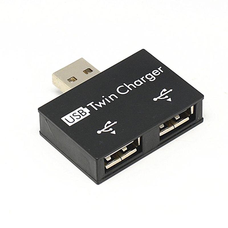 1Pc Dual 2 Port USB Charger Hub USB2.0 Twin Charger USB Splitter Hub Adapter Converter Charging USB Wire Plug For Home Laptop PC: Black