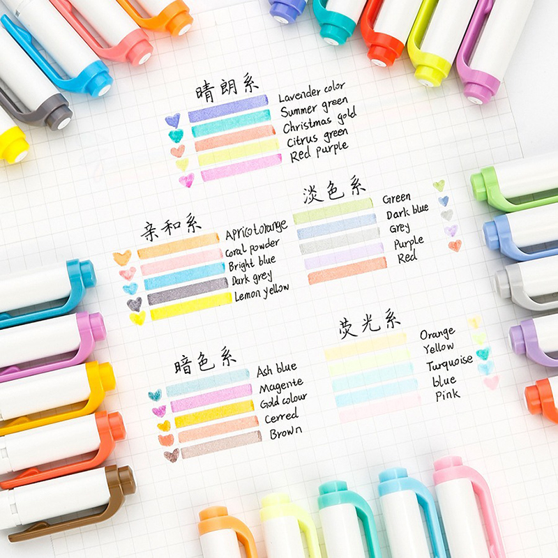 Zebra Handwriting Pen Mildliner Highlighter Set with Broad Fine Dual Tips, Assorted Ink Colors for Marking, Underlining, Drawing