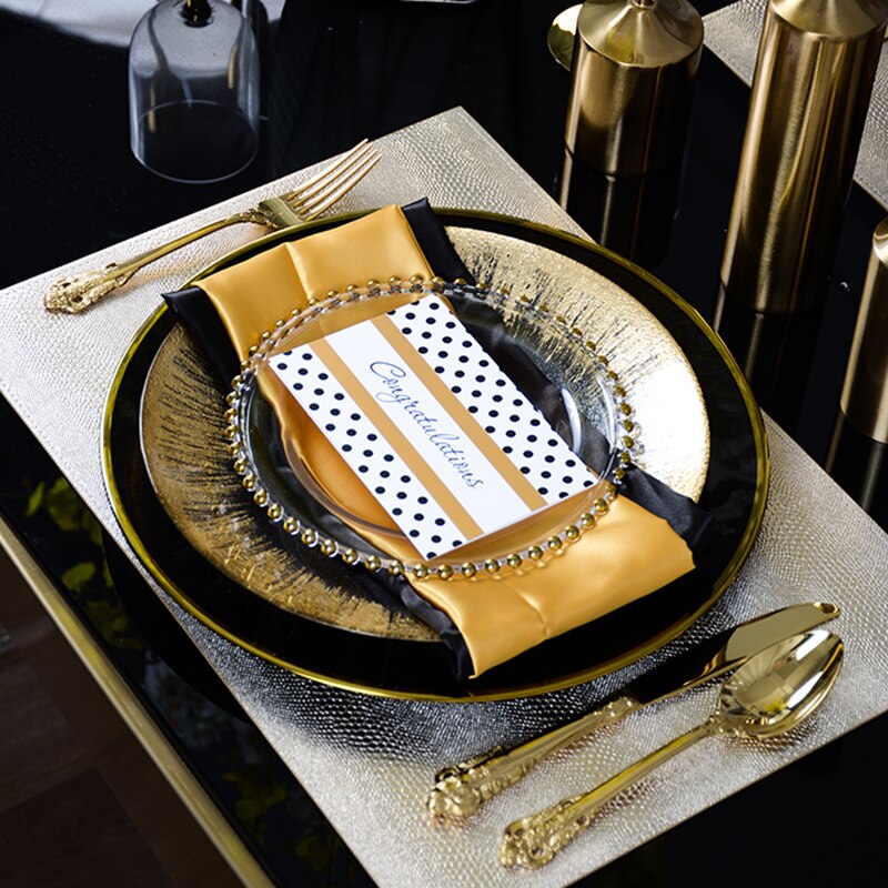 runden Schwarz Glas Platte Abendessen Platten Gold Glas Geschirr Restaurant Salat Schüssel transparent Platte Glas Schüssel und Gericht einstellen