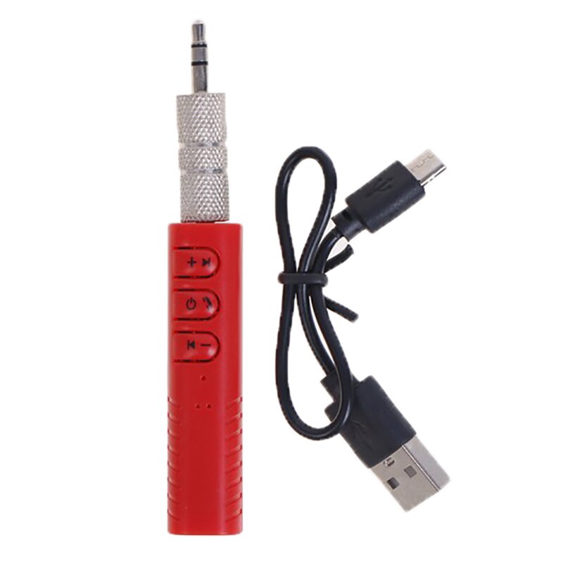 Universal 3.5mm Jack Bluetooth Carkit handsfree Music Audio Music Receiver Adapter Auto AUX Kit for Speaker Headphone Car: Red